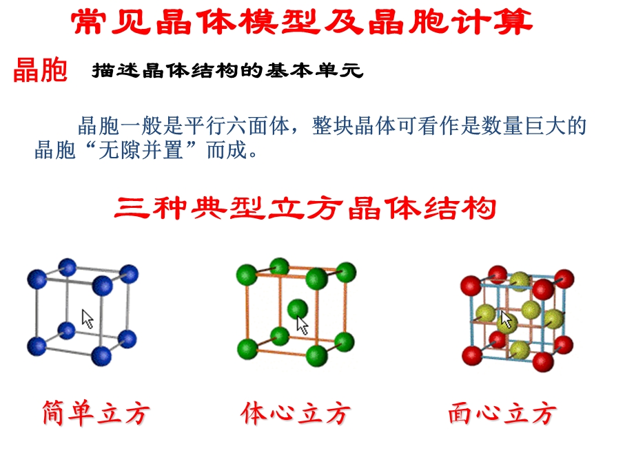 常见晶体模型及晶胞计算课件.ppt_第1页