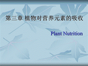 植物营养-第三章-植物对营养元素的吸收课件.ppt