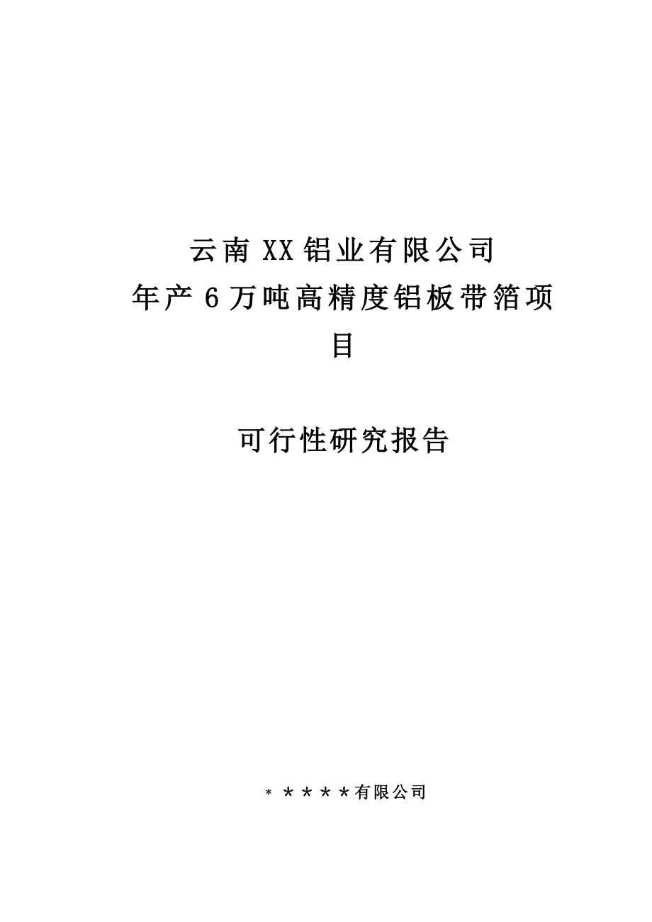 某铝业公司产6万吨高精度铝板带箔项目可行性研究报告.doc_第1页