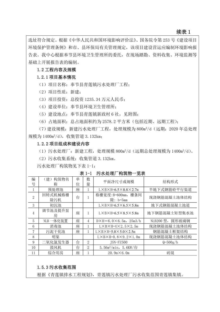 环境影响评价报告公示：奉节县青莲镇污水处理厂报批环评报告.doc_第2页