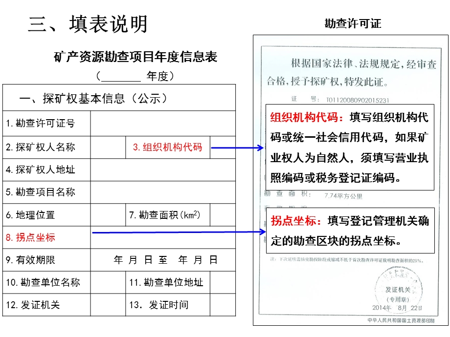 矿产资源勘查项目年度信息表(年度)课件.ppt_第1页