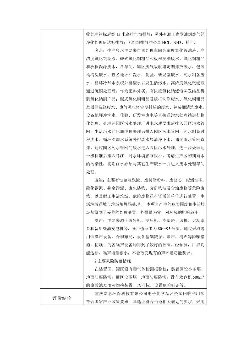 重庆嘉惠环保科技有限公司电子化学品及资源回收利用项目环境影响评价报告书2.doc_第2页