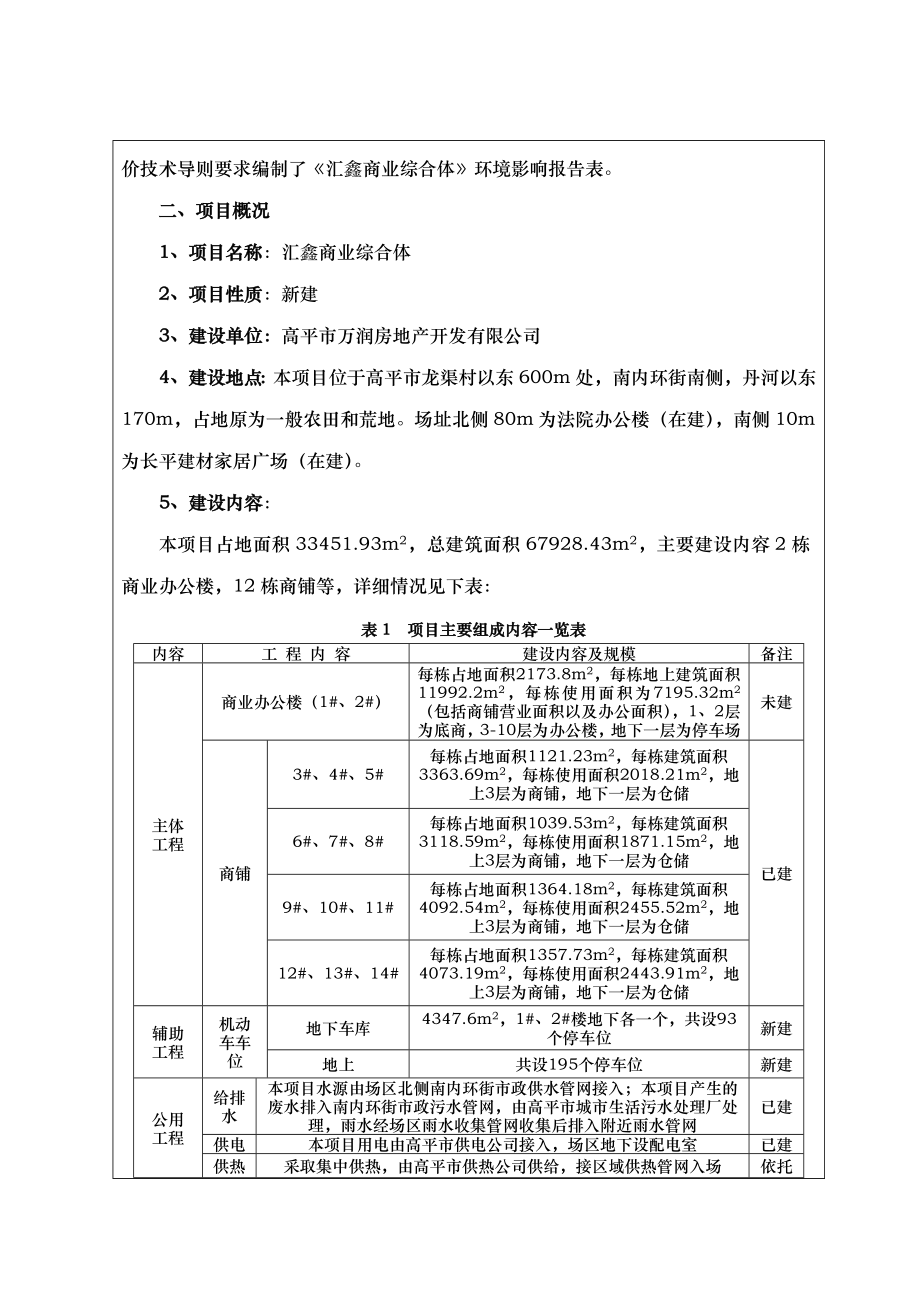 环境影响评价报告公示：汇鑫商业综合体万润房地开发龙渠村以东m处绿和环保技术咨环评报告.doc_第2页