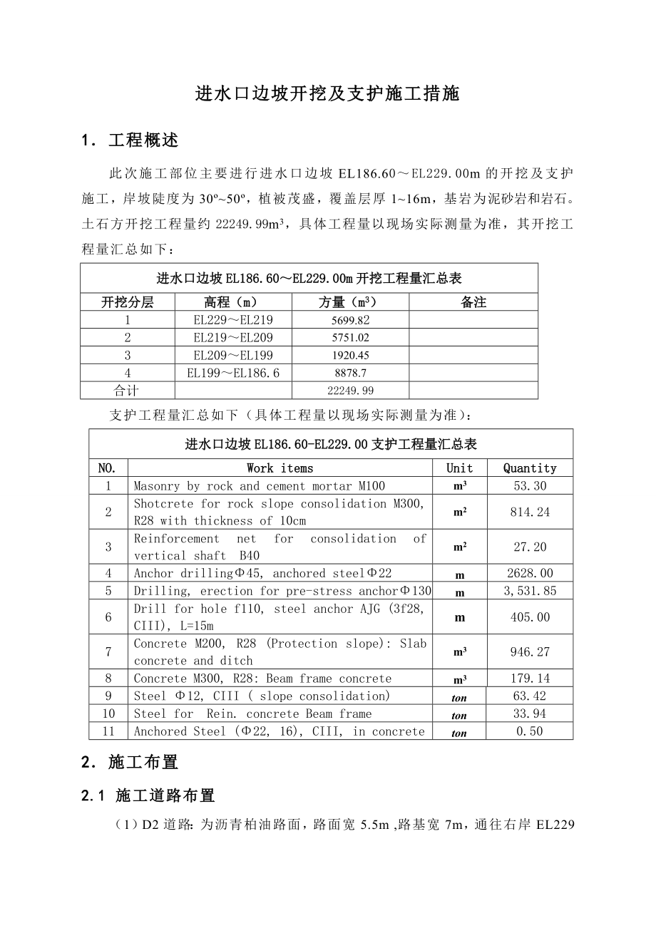 进水口边坡开挖与支护施工措施(修改稿).doc_第1页