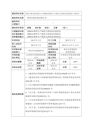 环境影响评价报告公示：鲁南中联除尘验收表环评报告.doc