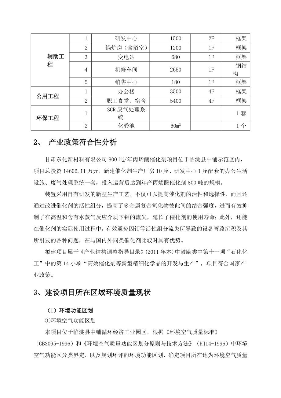 甘肃东化新材料有限公司800吨丙烯酸催化剂项目环境影响评价报告书.doc_第2页