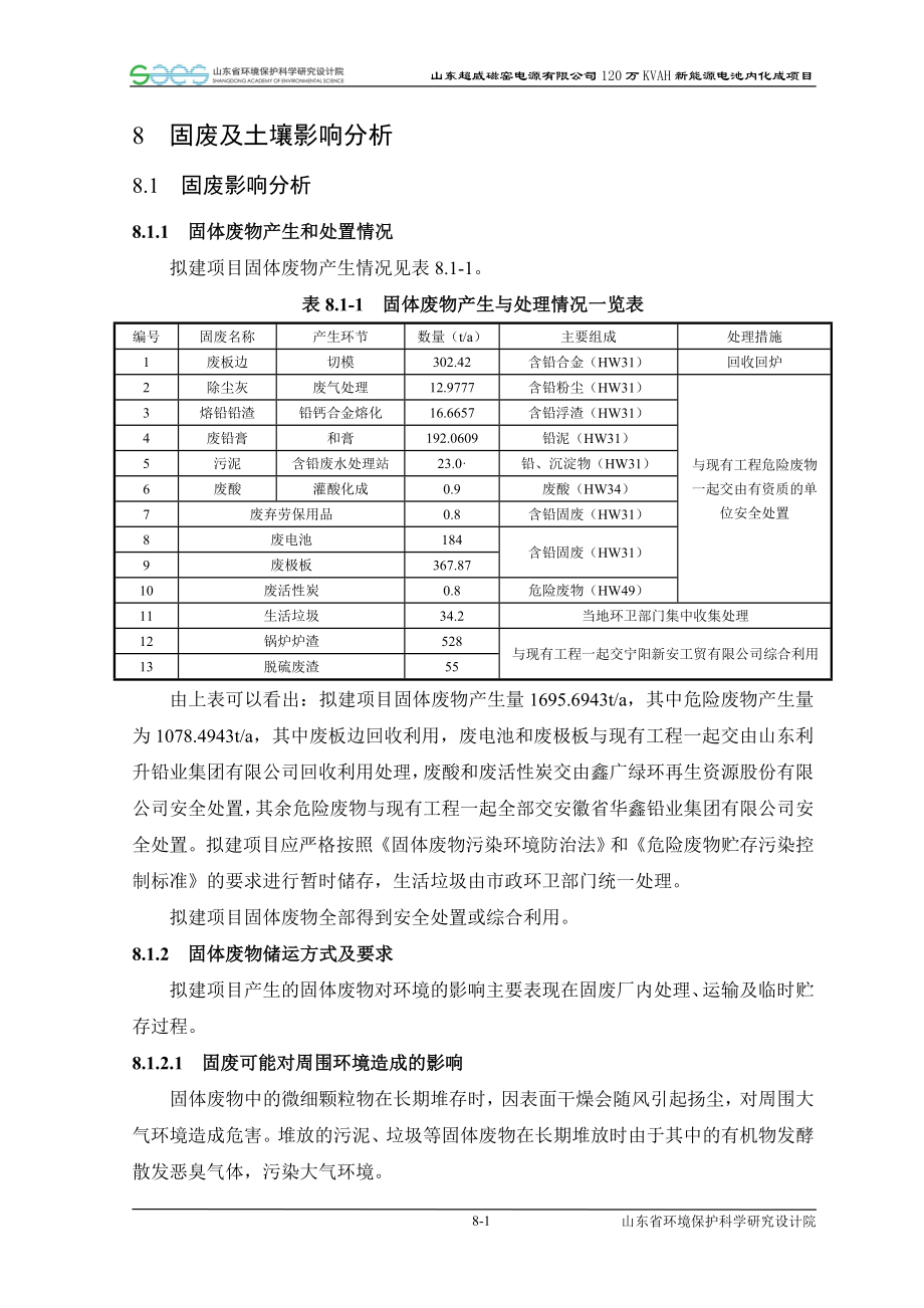 环境影响评价报告全本公示简介：08 固废及土壤影响分析.doc_第1页