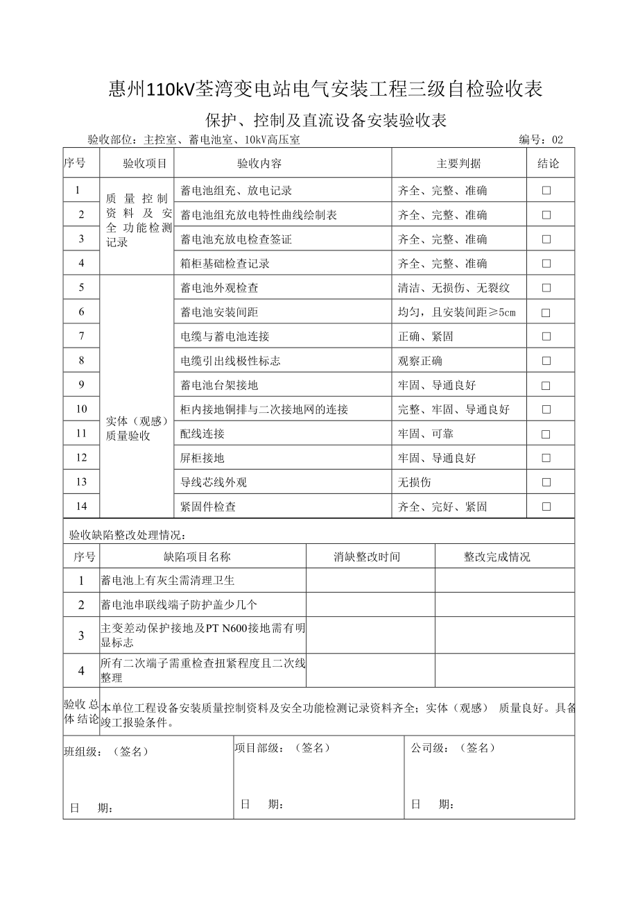 110kV变电站电气安装三级自检验收表.doc_第3页