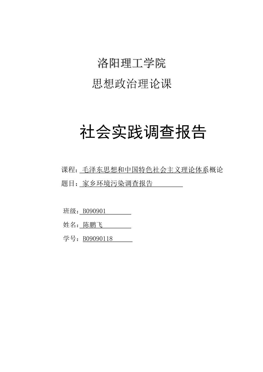 家乡环境污染调查报告.doc_第1页