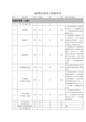 速8酒店装饰工程报价单.doc