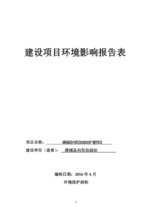 环境影响评价报告公示：向阳加油站扩建环境影响报告表于填制完成现予以联系人环评报告.doc