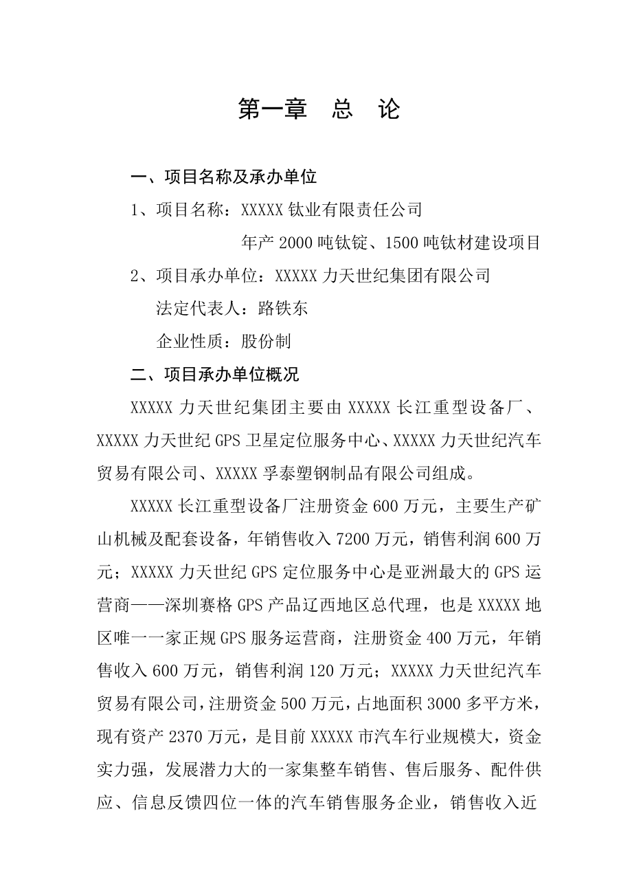 XXXXX钛业可行性分析报告.doc_第1页