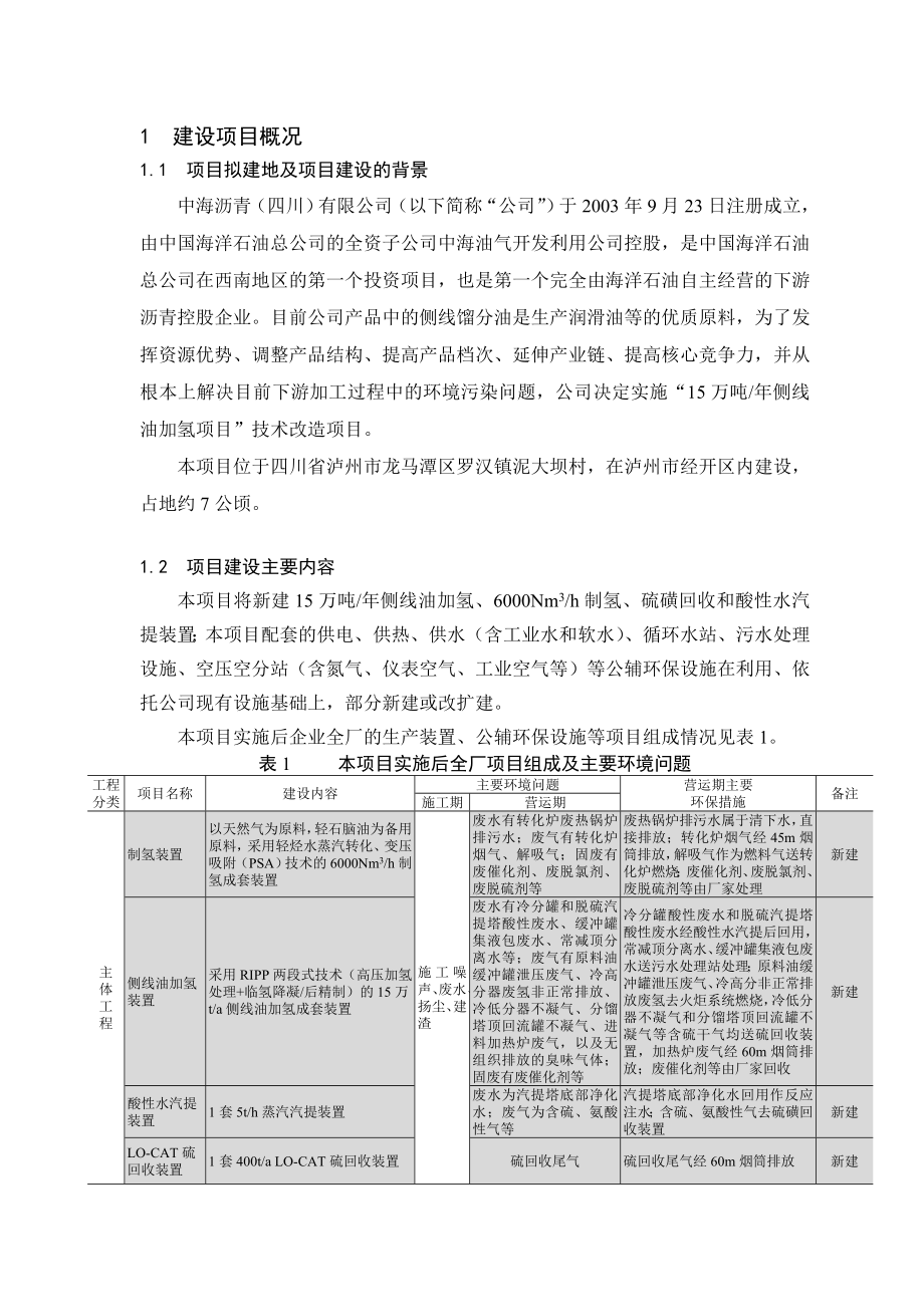 中海沥青（四川）有限公司15万吨测线油加氢项目环境影响评价报告书.doc_第3页