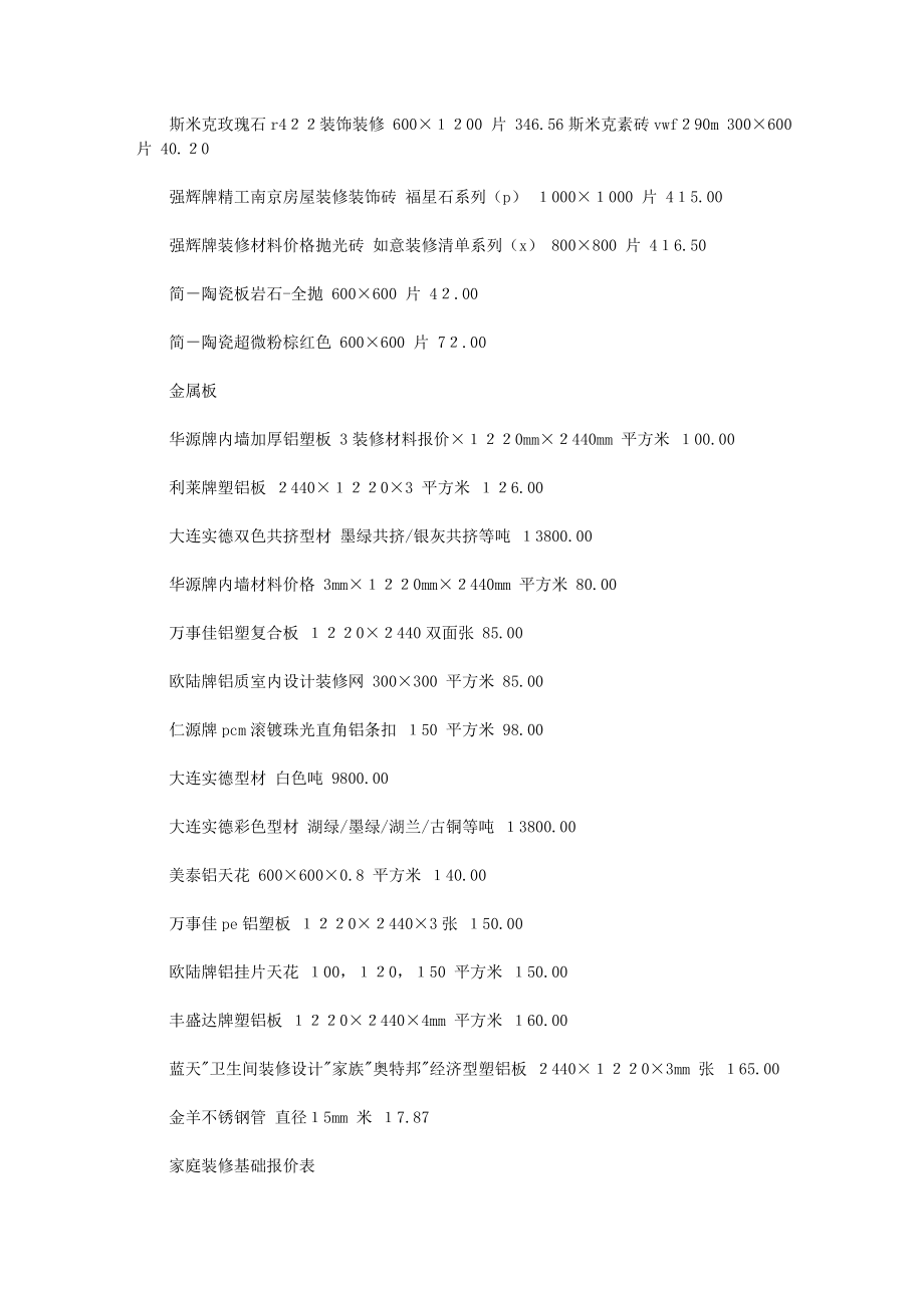 1063865689【最新编排】最新室内装修材料报价表.doc_第3页