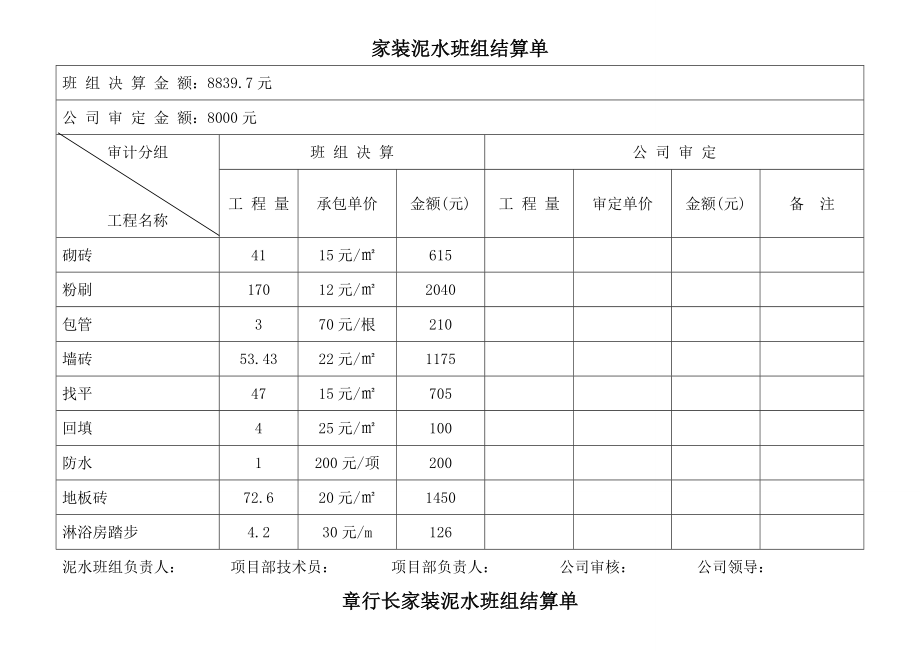 泥水班组结算单.doc_第1页