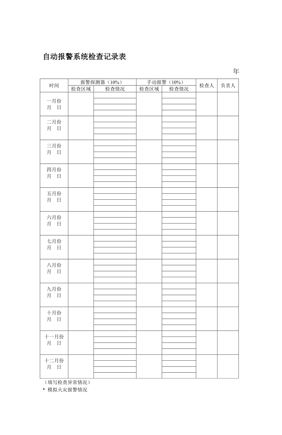 自动报警系统检查记录表.doc_第1页