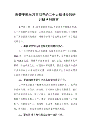 市管干部学习贯彻党的二十大精神专题研讨班学员感言.docx