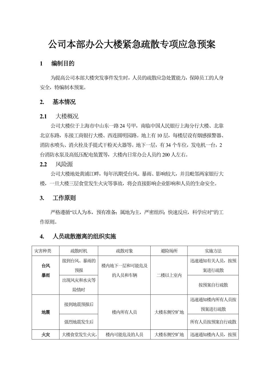 05公司本部办公大楼紧急疏散专项应急预案.doc_第1页