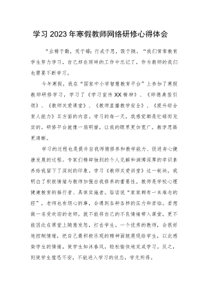 2023年寒假教师网络研修培训学习心得体会范文.docx