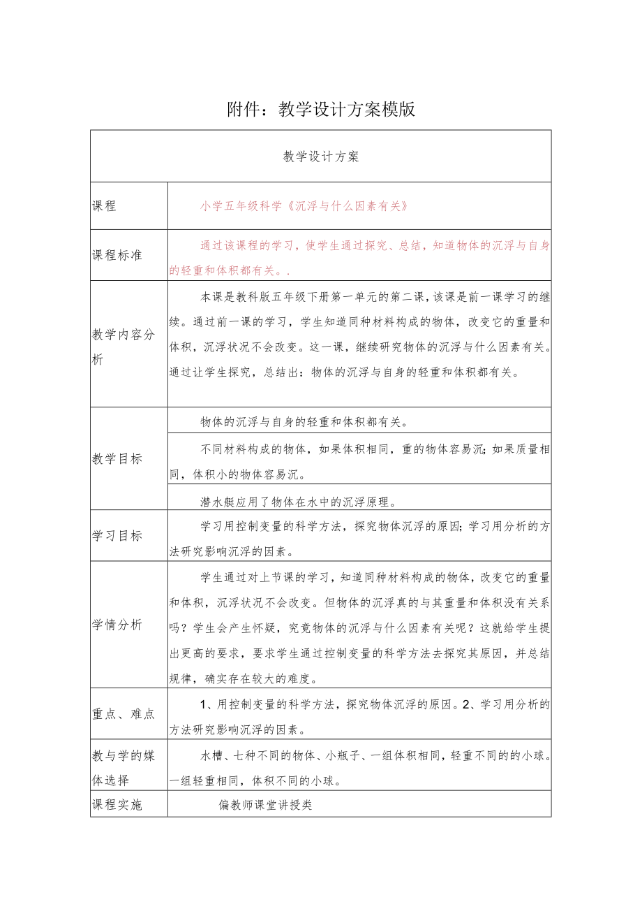 沉浮与什么因素有关 教学设计.docx_第1页