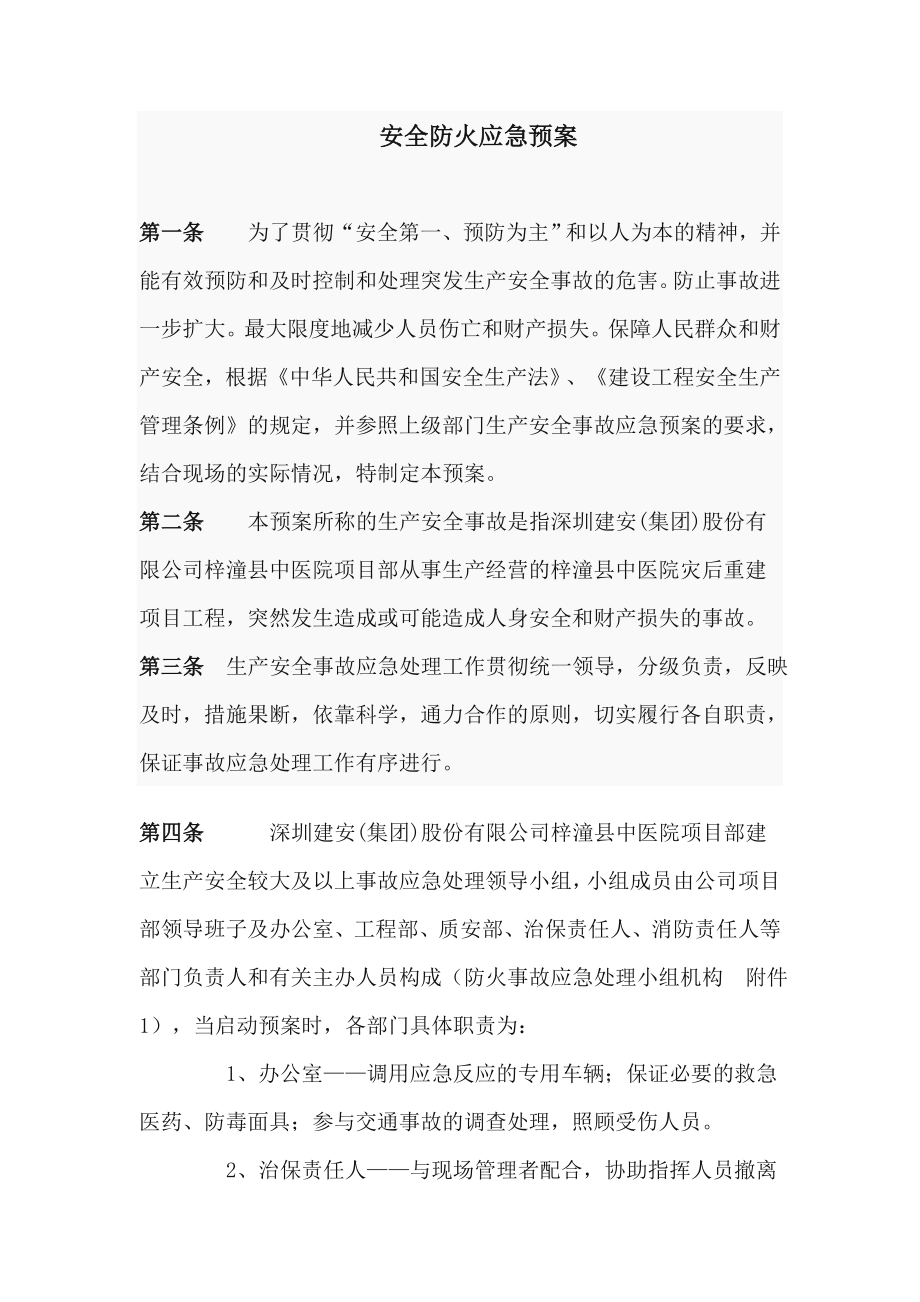 潼县中医院安全防火应急预案.doc_第1页