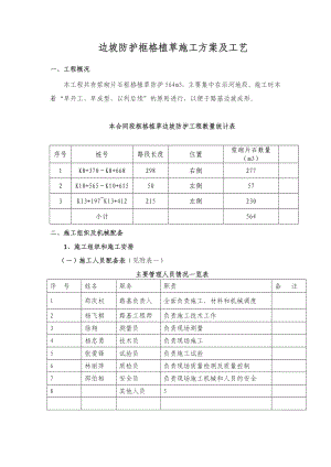 边坡防护施工方案及工艺(框格植草).doc