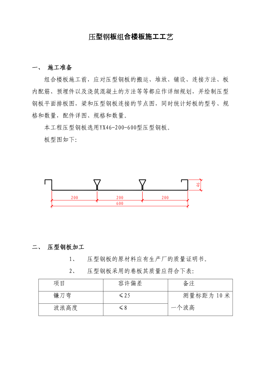 压型钢板组合楼板施工工艺标准.doc_第1页