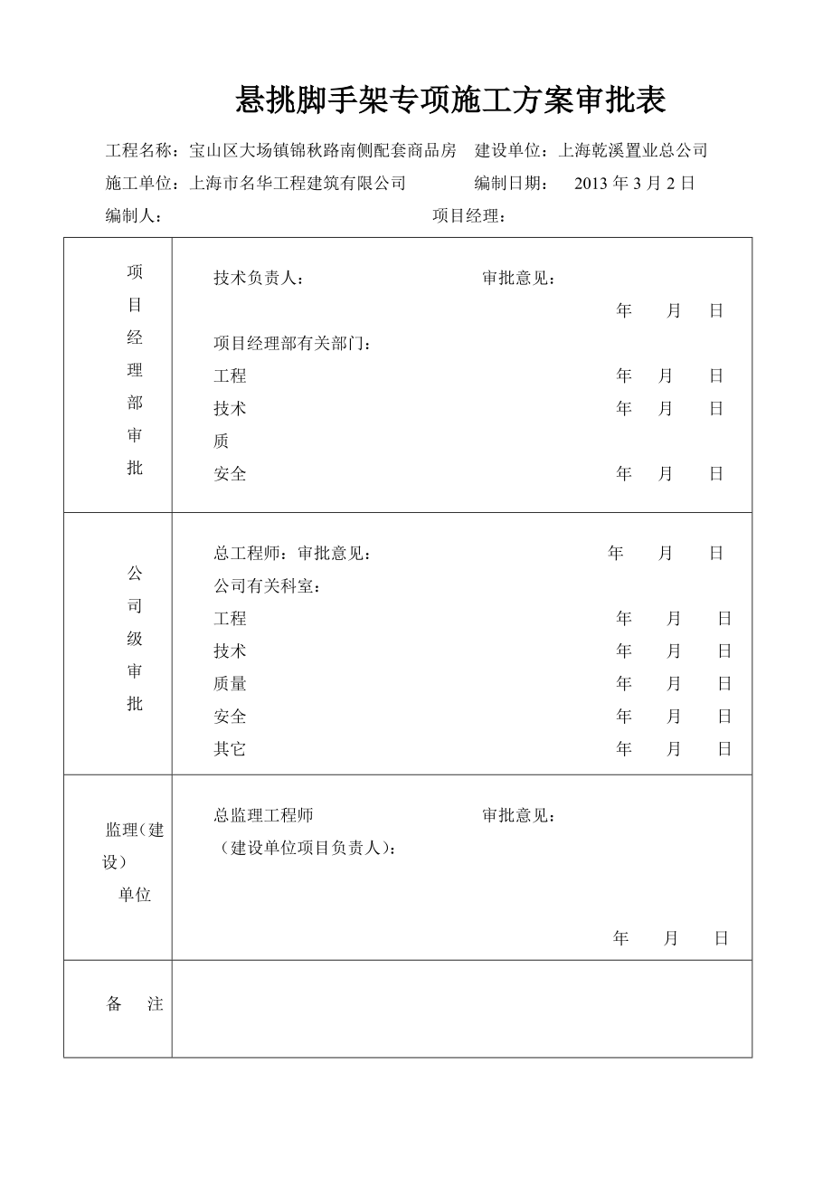 上海某高层商品房项目悬挑脚手架专项施工方案(附示意图、计算书).doc_第2页