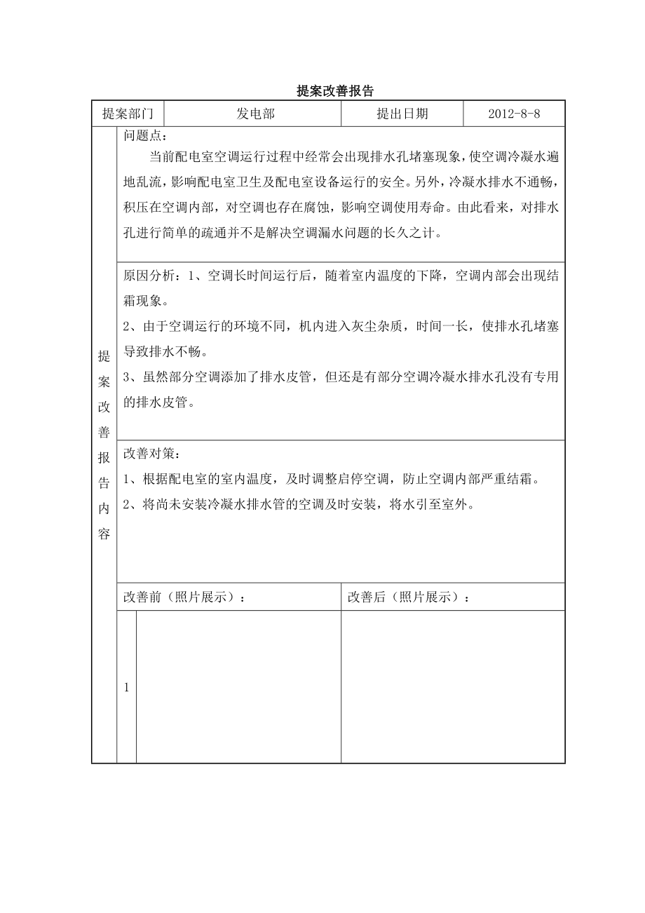 6S管理改善提案（防止空调漏水）.doc_第1页