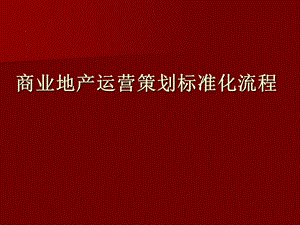 商业地产运营策划标准化流程课件.ppt