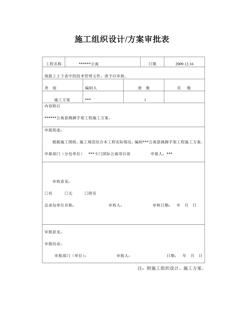 【精品】江苏省南京市某25层公寓工程悬挑脚手架搭设方案（全套计算书）.doc_第1页