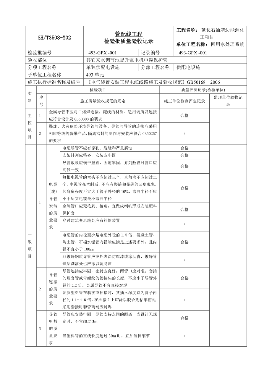 能源化工项目回用水厂房配管工程配管工程检验批质量申请.doc_第3页