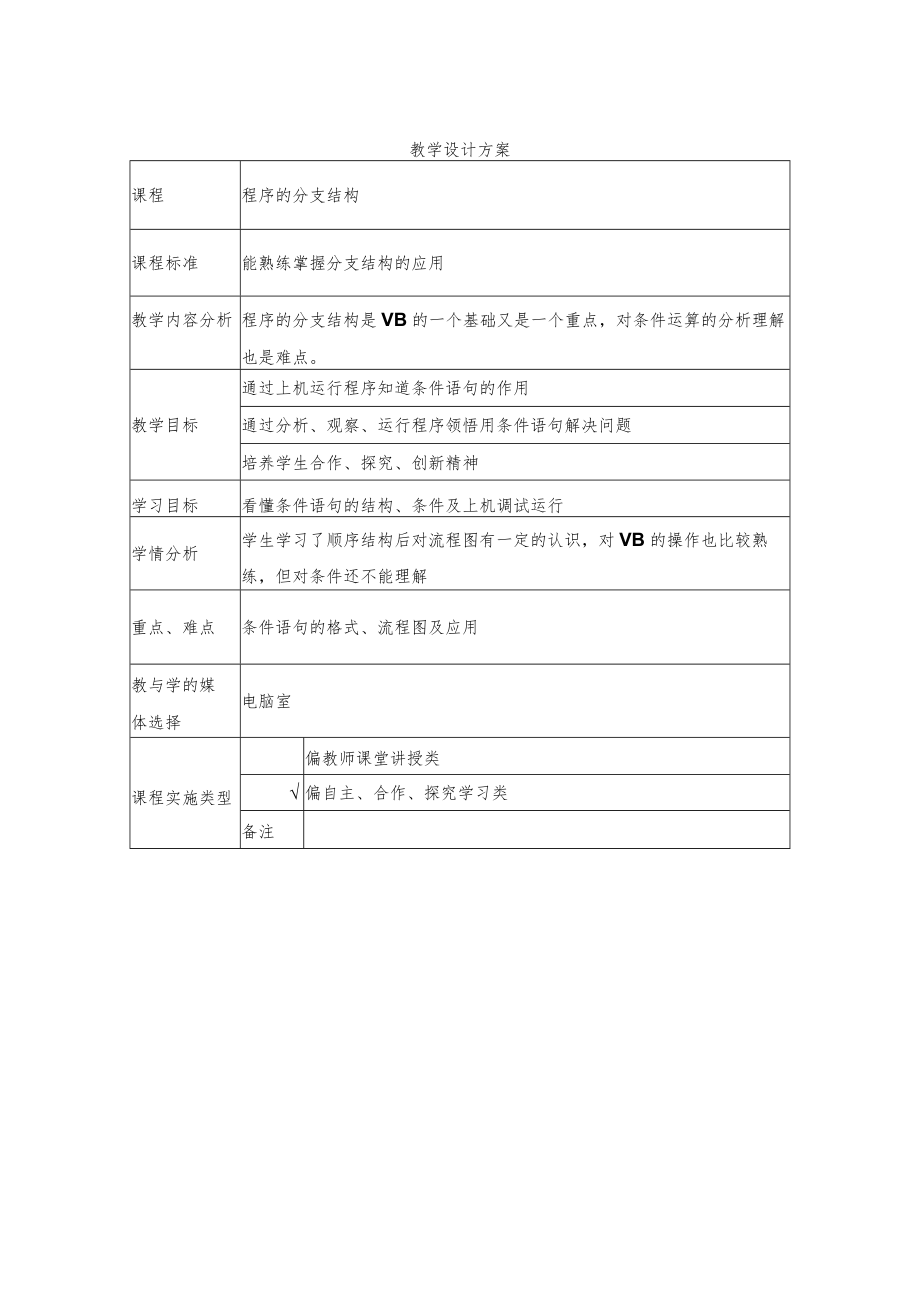 程序的分支结构 教学设计.docx_第1页