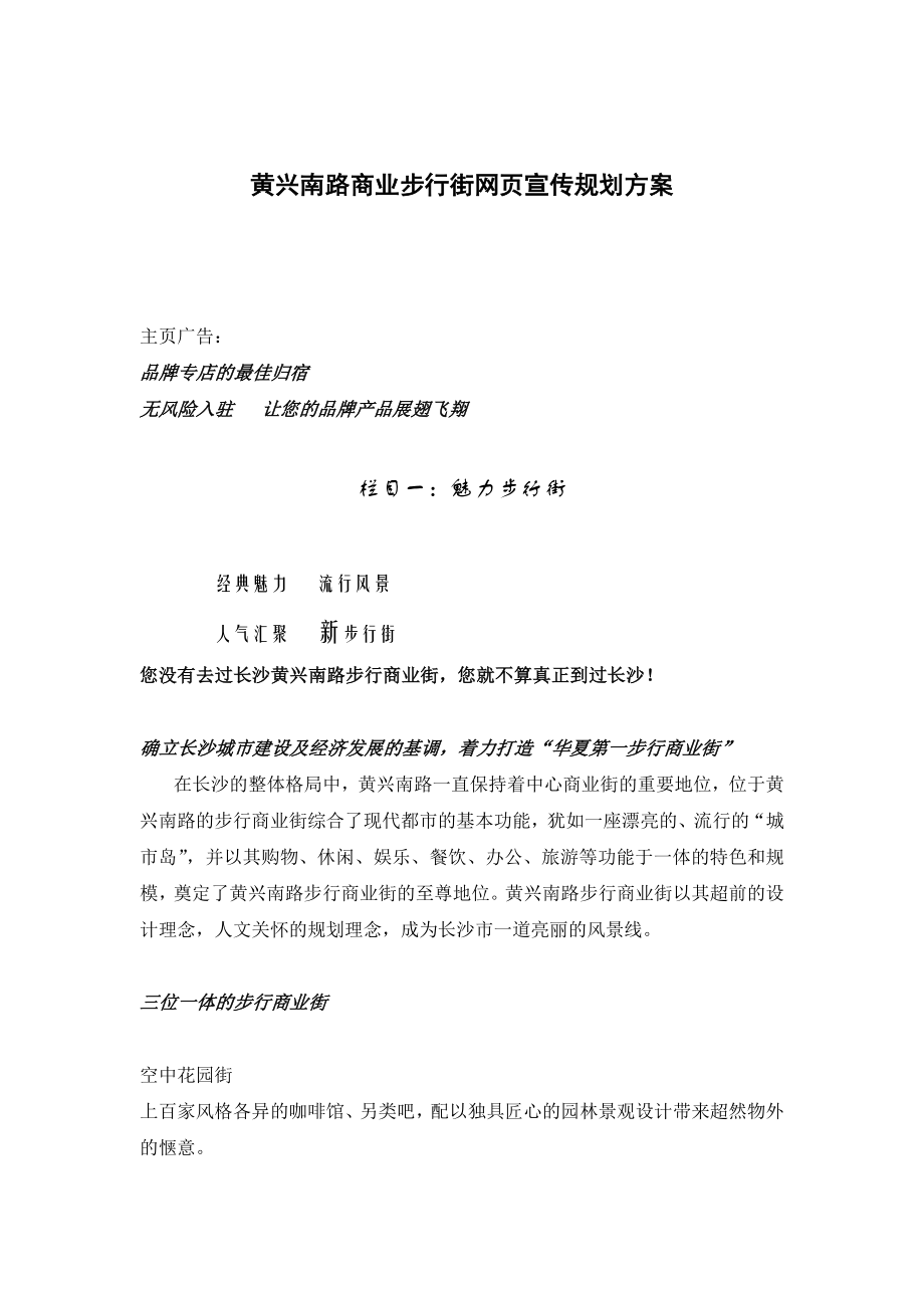 黄兴南路商业步行街网页宣传规划方案.doc_第1页