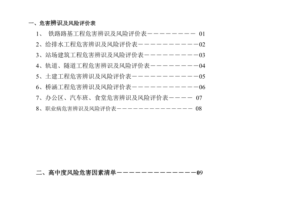 铁路工程危害因素辨识评价表及高中度风险清单.doc_第2页