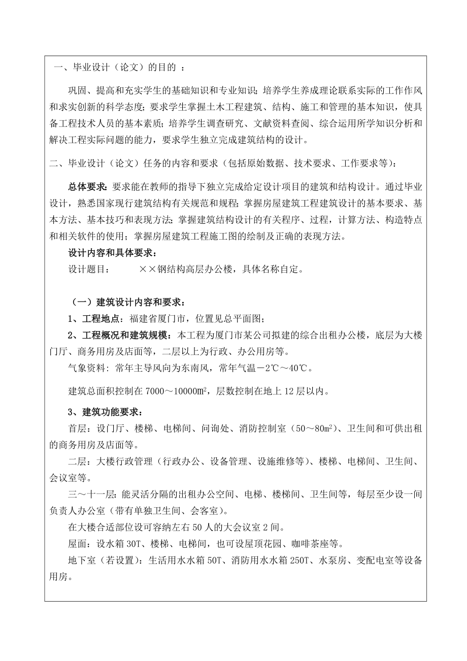 毕业设计任务书钢结构高层办公楼.doc_第2页