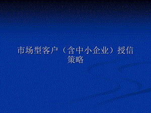 市场型客户(含中小企业)授信策略课件.ppt