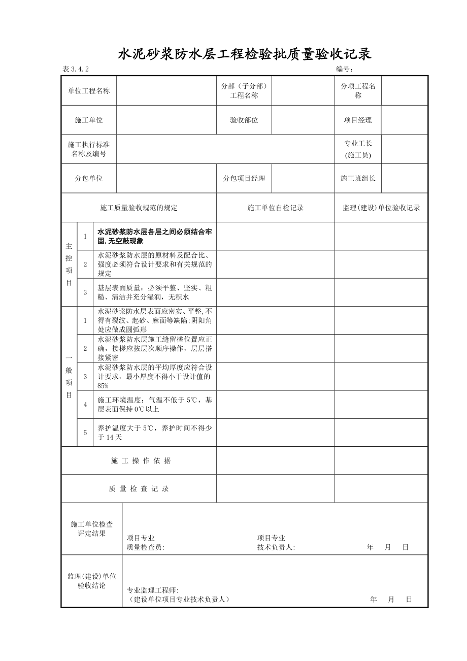 地下防水工程施工单位检验批自检表格15个.doc_第3页