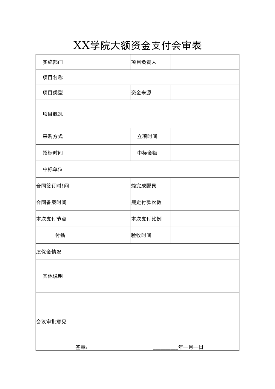 XX学院大额资金支付会审表.docx_第1页