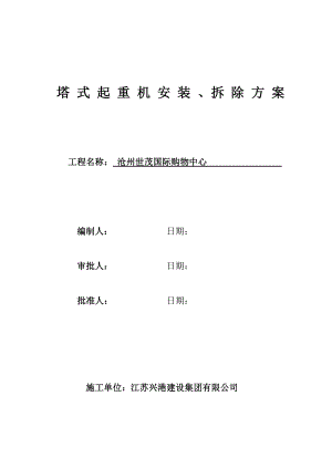 国际购物中心塔式起重安装方案.doc