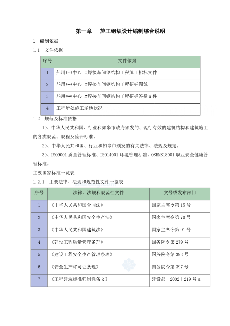 江苏某车间钢结构工程施工组织设计建筑施工精品建筑施工精品.doc_第1页