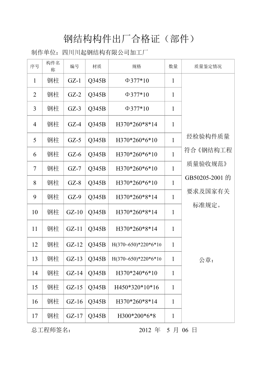 钢结构出厂合格证1.doc_第3页