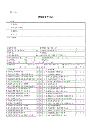 吊装作业许可证票样.doc