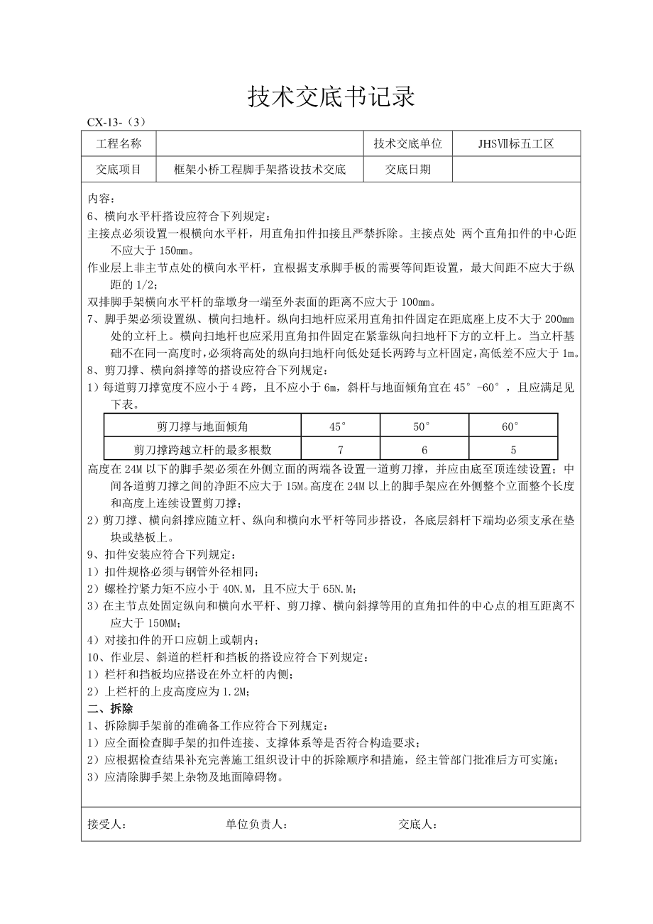 框架小桥工程脚手架搭设技术交底.doc_第2页