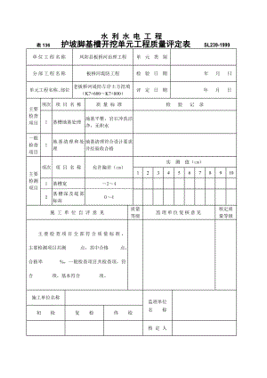 护坡脚基槽开挖单元工程质量评定表.doc