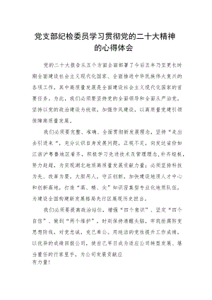 党支部纪检委员学习贯彻党的二十大精神的心得体会.docx