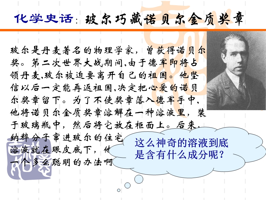 化学史话玻尔巧藏诺贝尔金质奖章课件.ppt_第1页