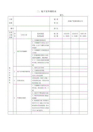 （原创）某房地产集团公司：地下室外墙防水检查表.doc