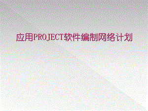 应用PROJECT软件编制网络计划与进度管理课件.ppt