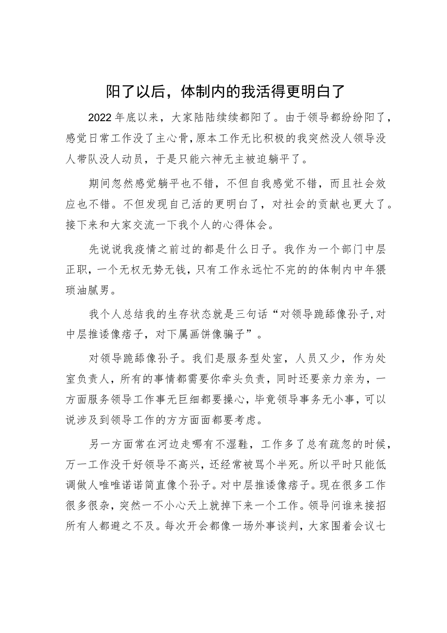 阳了以后体制内的我活得更明白了.docx_第1页